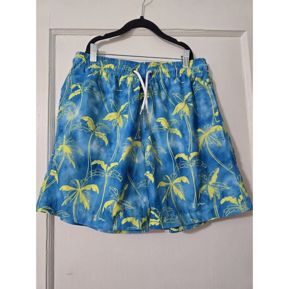 TRUNKS SURF AND SWIM CO.‎ Men SHORTS SIZE Medium Blue Yellow Lining Cut Out